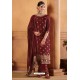 Maroon Jacquard Designer Straight Suit