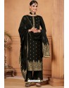 Black Jacquard Designer Straight Suit