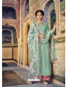 Sea Green Georgette Embroidered Designer Straight Suit