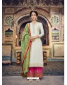 Off White Banarasi Jacquard Designer Straight Suit