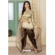 Cream And Coffee Malai Satin Stone Worked Designer Suit