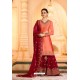 Orange Satin Georgette Zari Embroidered Palazzo Suit