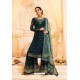 Teal Satin Georgette Zari Embroidered Palazzo Suit