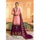 Pink Satin Georgette Zari Embroidered Palazzo Suit