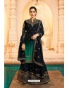 Navy Blue Satin Georgette Zari Embroidered Palazzo Suit