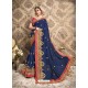 Navy Blue Vichitra Silk Embroidered Party Wear Saree