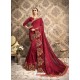 Maroon Vichitra Silk Embroidered Party Wear Saree