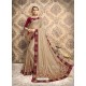 Beige Vichitra Silk Embroidered Party Wear Saree