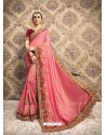 Light Pink Vichitra Silk Embroidered Party Wear Saree