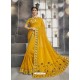 Yellow Chanderi Silk Zari Embroidered Party Wear Saree