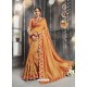 Orange Chanderi Silk Zari Embroidered Party Wear Saree