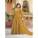 Mustard Net Heavy Embroidered Designer Anarkali Suit