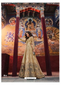 Light Beige Silk Base Embroidered Designer Anarkali Suit