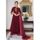 Deep Wine Heavy Muslin Embroidered Palazzo Suit