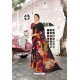 Black Digital Printed Crepe Saree