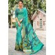 Aqua Mint Digital Printed Crepe Saree