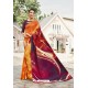 Orange Digital Printed Crepe Saree