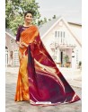 Orange Digital Printed Crepe Saree