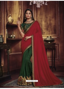 Red Heavy Silk Party Wear Designer Saree