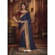 Navy Blue Heavy Silk Party Wear Designer Saree