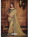 Golden Heavy Silk Party Wear Designer Saree