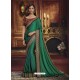 Dark Green Heavy Silk Party Wear Designer Saree