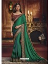 Dark Green Heavy Silk Party Wear Designer Saree