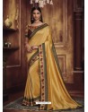 Beige Heavy Silk Party Wear Designer Saree