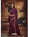 Deep Wine Heavy Silk Party Wear Designer Saree