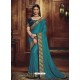 Turquoise Heavy Silk Party Wear Designer Saree