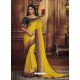 Yellow Heavy Silk Party Wear Designer Saree