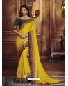 Yellow Heavy Silk Party Wear Designer Saree