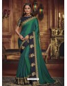 Teal Heavy Silk Party Wear Designer Saree