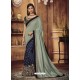 Navy And Light Grey Heavy Silk Party Wear Designer Saree