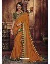 Orange Heavy Silk Party Wear Designer Saree