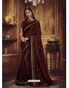 Maroon Heavy Silk Party Wear Designer Saree