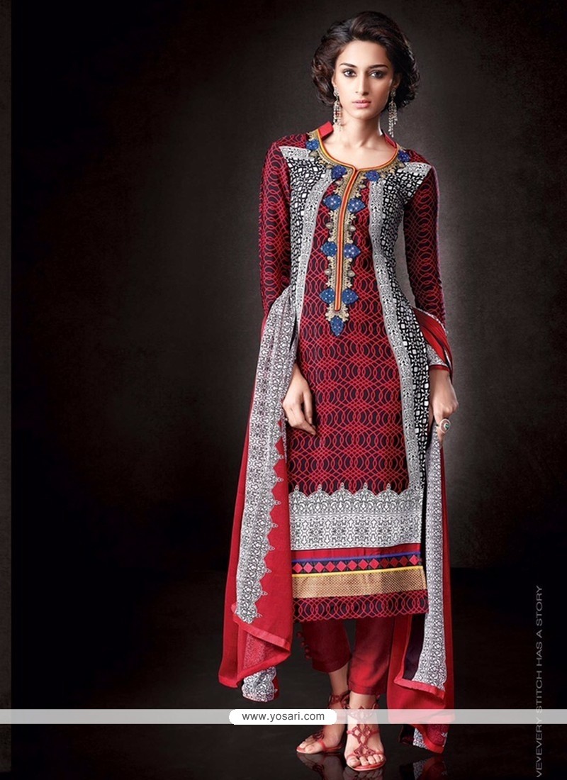 Deserving Print Work Faux Crepe Designer Pakistani Suit
