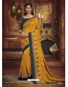 Mustard Heavy Silk Party Wear Designer Saree