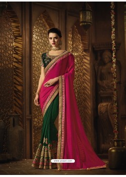 Rani And Green Self Jacquard And Silk Designer Wedding Saree