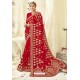 Latest Red Georgette Zari Printed Designer Wedding Saree