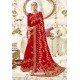 Eyeful Red Georgette Zari Printed Designer Wedding Saree