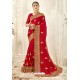 Marvelous Red Designer Georgette Embroidered Wedding Saree