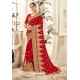 Gorgeous Red Designer Georgette Embroidered Wedding Saree