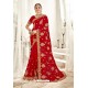 Mesmeric Red Designer Georgette Embroidered Wedding Saree