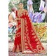 Fashionistic Red Zari Embroidered Georgette Wedding Saree