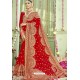Beautiful Red Zari Embroidered Georgette Wedding Saree