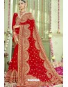 Beautiful Red Zari Embroidered Georgette Wedding Saree