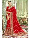 Perfect Red Zari Embroidered Georgette Wedding Saree