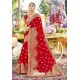 Desirable Red Zari Embroidered Georgette Wedding Saree