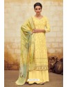 Yellow Faux Georgette Latest Palazzo Suit
